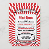 Steampunk Circus Hochzeit Einladung Rot (Vorne/Hinten)