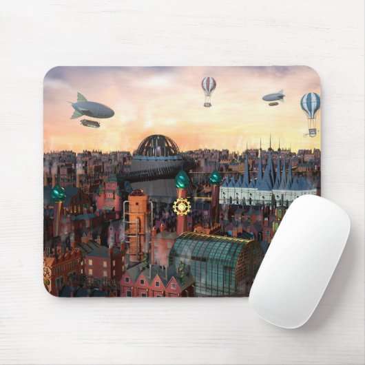 Steampunk City Gebäude Mousepad (Mit Mouse)