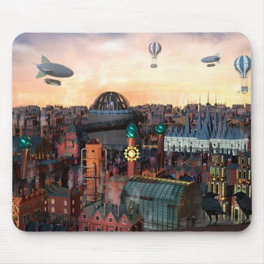 Steampunk City Gebäude Mousepad (Vorne)