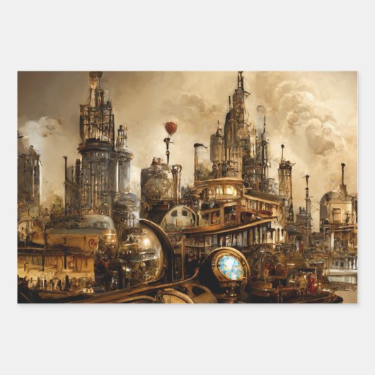 Steampunk City Geschenkpapier Set (Vorderseite 2)