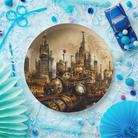 Steampunk City Pappteller (Party)