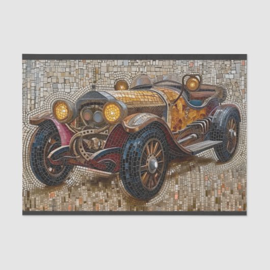 Steampunk Classic Car Mousseline Imitate Mosaic 02 Seidenpapier (Vorderseite)