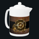 Steampunk clock<br><div class="desc">Antike, fantastische With Gold and Brass Gears haben wir Brown, rusty background. Steampunk Stil.</div>