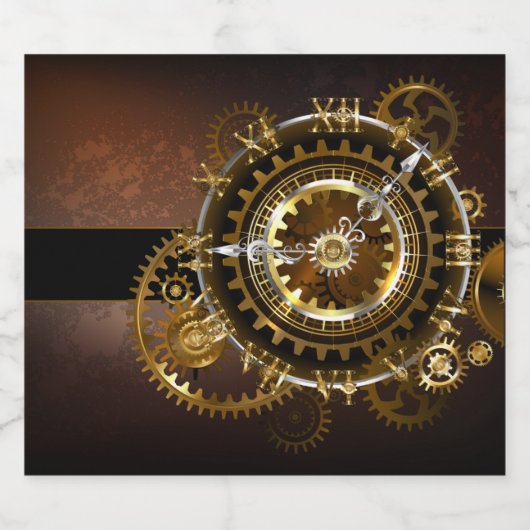 Steampunk clock alkoholflaschenetikett (Einzelnes Label)