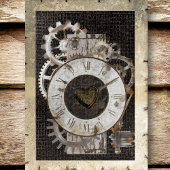 Steampunk Clock and Gears Jigsaw Puzzle