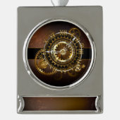 Steampunk clock Banner-Ornament silber (Vorderseite)