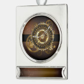 Steampunk clock Banner-Ornament silber (Links)