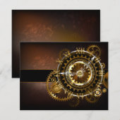 Steampunk clock begleitkarte (Vorne/Hinten)