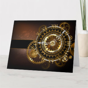 Steampunk clock dankeskarte