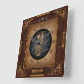 Steampunk Clock~Doublophone~Double Bell Euphonium~ Quadratische Wanduhr (Winkel)