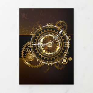 Steampunk clock dreifach gefaltete einladung