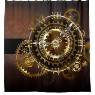 Steampunk clock duschvorhang