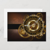 Steampunk clock einladungspostkarte (Vorne/Hinten)