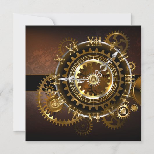 Steampunk clock feiertagskarte (Vorderseite)