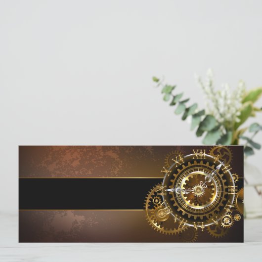 Steampunk clock feiertagskarte (Stehend Vorderseite)