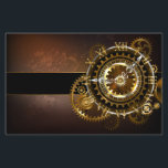 Steampunk clock flyer<br><div class="desc">Antike,  fantastische With Gold and Brass Gears haben wir Brown,  rusty background. Steampunk Stil.</div>