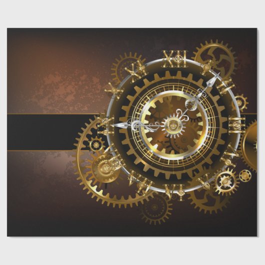 Steampunk clock geschenkpapier (Flach)