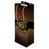 Steampunk clock geschenktüte für weinflaschen (Rückseite Schrägansicht)