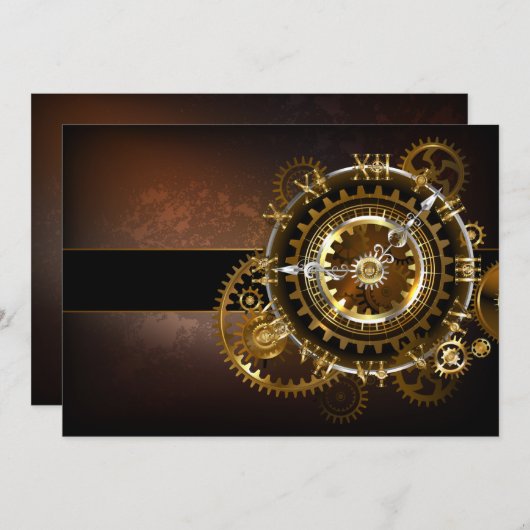 Steampunk clock hinweiskarte (Vorne/Hinten)
