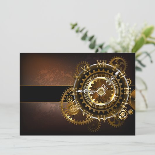 Steampunk clock hinweiskarte (Stehend Vorderseite)