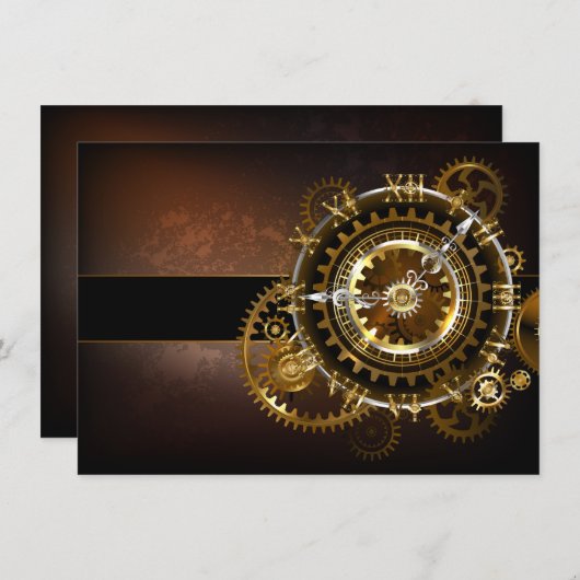 Steampunk clock hinweiskarte (Vorne/Hinten)