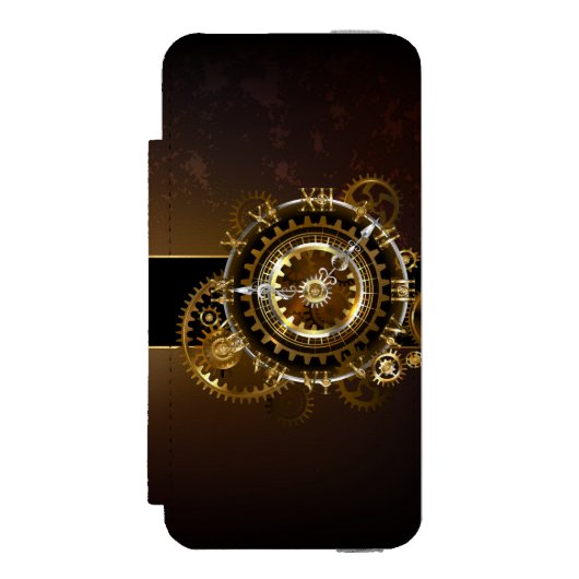 Steampunk clock incipio iPhone Geldbeutel-Hülle (Folio Vorderseite)