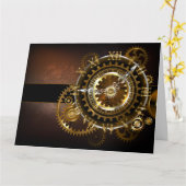 Steampunk clock karte (Gelbe Blume)