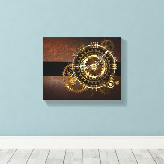 Steampunk clock leinwanddruck (Insitu (Holzboden))