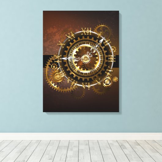 Steampunk clock leinwanddruck (Insitu (Holzboden))