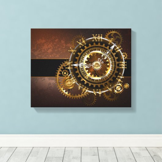 Steampunk clock leinwanddruck (Insitu (Holzboden))