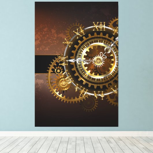 Steampunk clock leinwanddruck (Insitu (Holzboden))