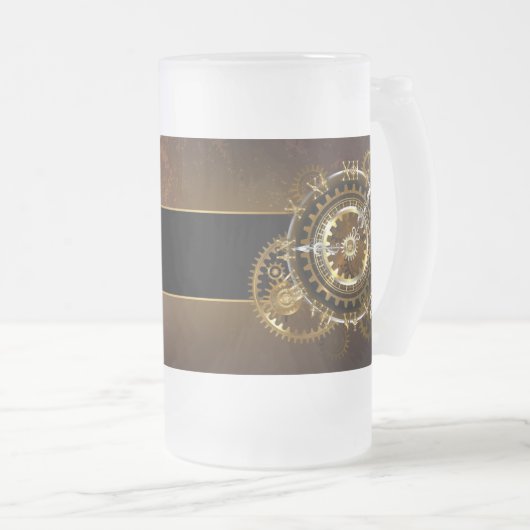 Steampunk clock mattglas bierglas (VorderseiteRechts)
