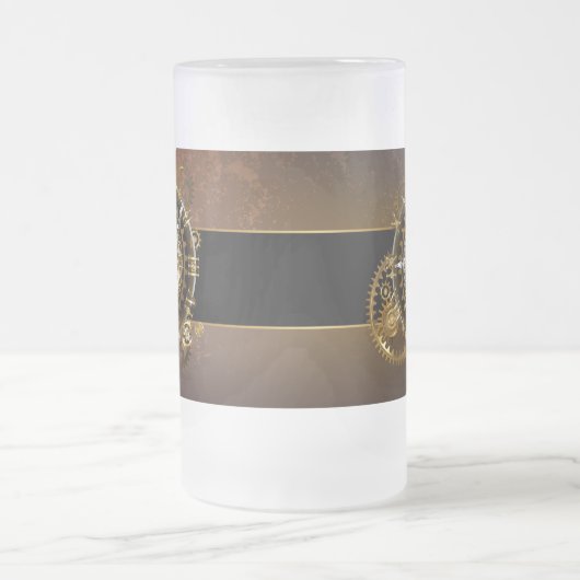 Steampunk clock mattglas bierglas (Mittel)