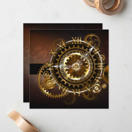 Steampunk clock mitteilungskarte (Vorderseite/Rückseite Beispiel)