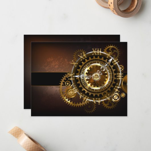 Steampunk clock mitteilungskarte (Vorderseite/Rückseite Beispiel)