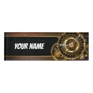 Steampunk clock namenschild