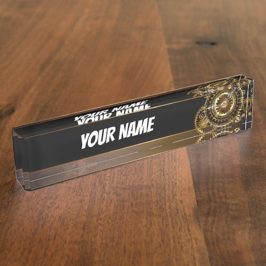 Steampunk clock namensplakette (Seite)