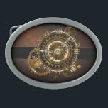 Steampunk clock ovale gürtelschnalle<br><div class="desc">Antike,  fantastische With Gold and Brass Gears haben wir Brown,  rusty background. Steampunk Stil.</div>