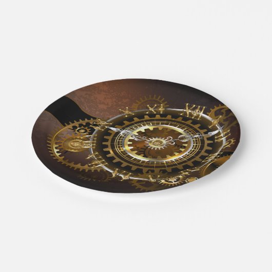 Steampunk clock pappteller (Schrägansicht)