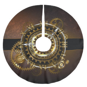 Steampunk clock polyester weihnachtsbaumdecke