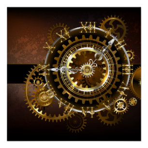 Steampunk clock poster
