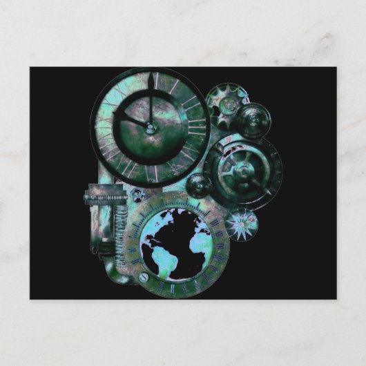 Steampunk Clock Postkarte (Vorderseite)