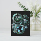 Steampunk Clock Postkarte (Stehend Vorderseite)
