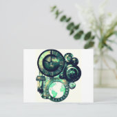 Steampunk Clock Postkarte (Stehend Vorderseite)