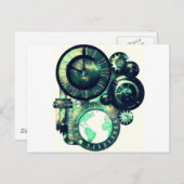 Steampunk Clock Postkarte (Vorne/Hinten)