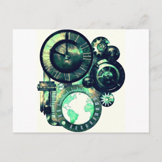 Steampunk Clock Postkarte (Vorderseite)