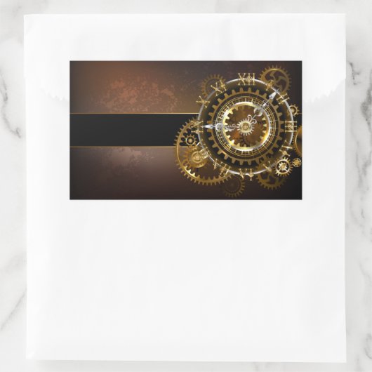 Steampunk clock rechteckiger aufkleber (Tasche)