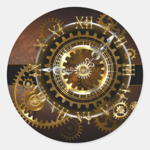 Steampunk clock runder aufkleber