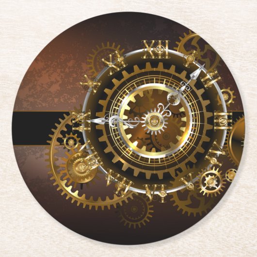 Steampunk clock runder pappuntersetzer (Vorderseite)