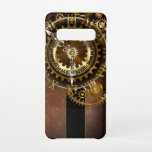 Steampunk clock samsung galaxy s10 hülle<br><div class="desc">Antike,  fantastische With Gold and Brass Gears haben wir Brown,  rusty background. Steampunk Stil.</div>